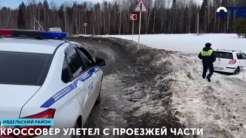 Кроссовер улетел с проезжей части