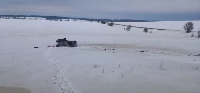 Водитель «Волги» на скорости вылетел с трассы и перевернулся