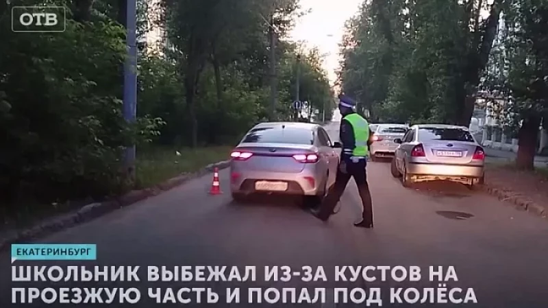 Школьник выбежал из-за кустов на проезжую часть и попал под колёса