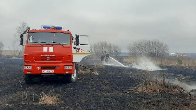 Свердловские спасатели ликвидируют торфяной пожар в пригороде Екатеринбурга