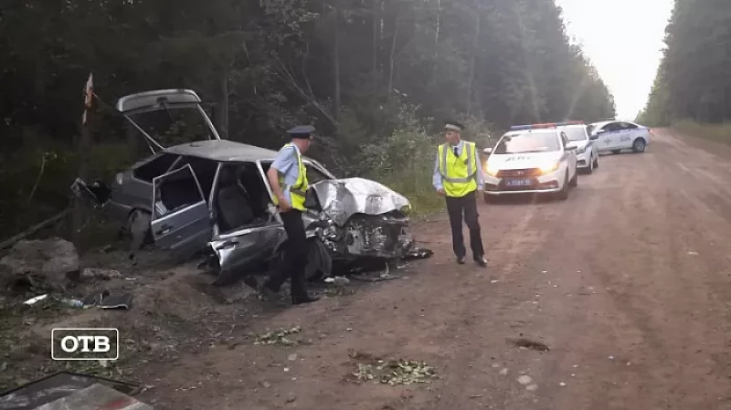 На Урале водитель ВАЗа не справился с управлением и влетел в дерево: пострадали четыре человека