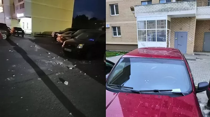 В Екатеринбурге неизвестные закидали автомобили кирпичами с балкона дома