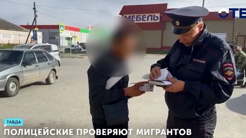 Полицейские проверяют мигрантов