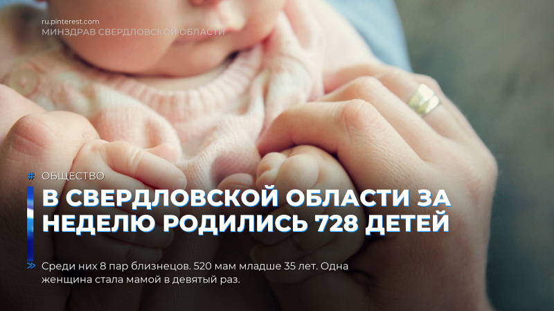 В Свердловской области за неделю родились 728 детей