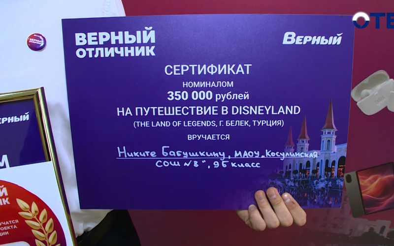 Две путёвки в Диснейленд выиграли участники проекта «Верный отличник»