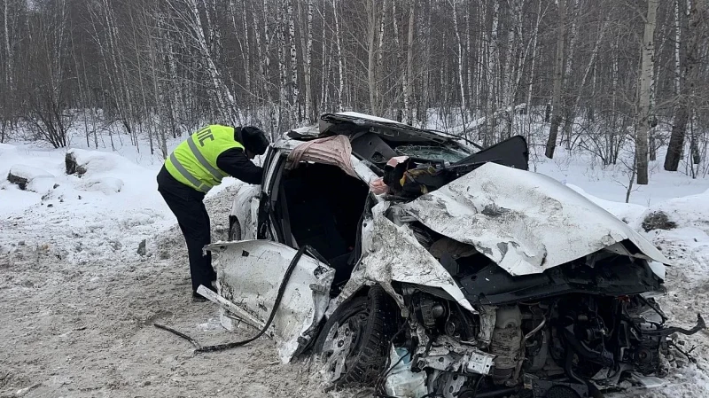 «Хонда» столкнулась с грузовиком под Камышловом: фура опрокинулась в кювет