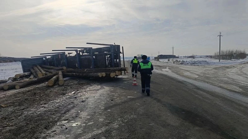 Лесовоз опрокинулся в кювет в Туринском районе: двое пострадали