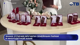 Знаки отличия вручили семейным парам и многодетной маме