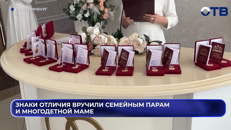 Знаки отличия вручили семейным парам и многодетной маме