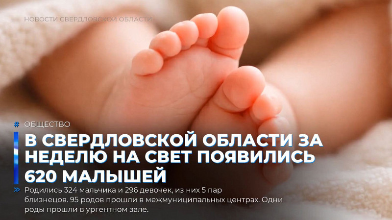 В Свердловской области за неделю на свет появились 620 малышей