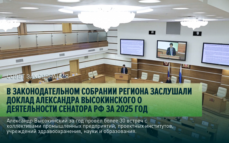 Сенатор РФ Александр Высокинский выступил с докладом перед депутатами Заксобрания