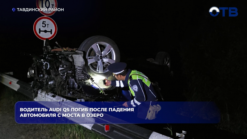Водитель Audi Q5 погиб после падения автомобиля с моста в озеро